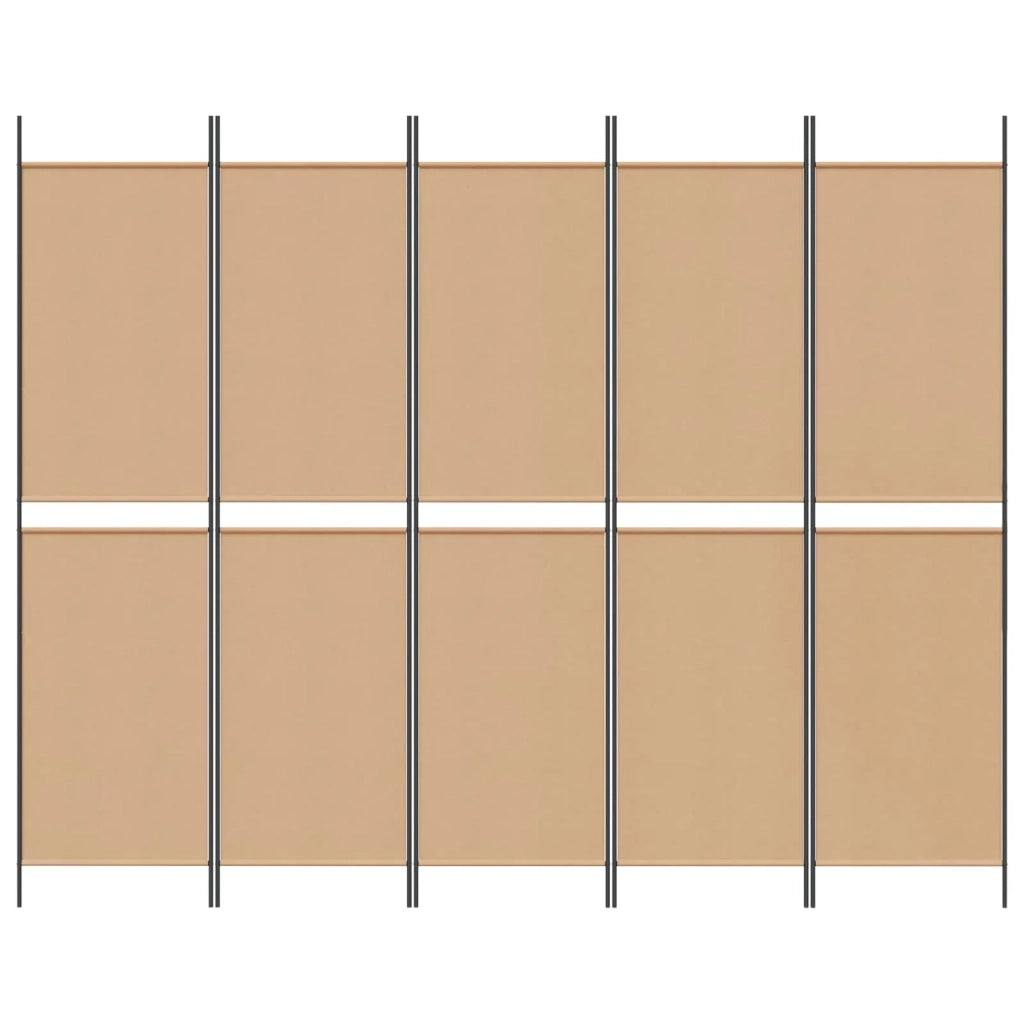 Pannello divisorio a 5 parti Beige 250 x 200 cm Tessuto
