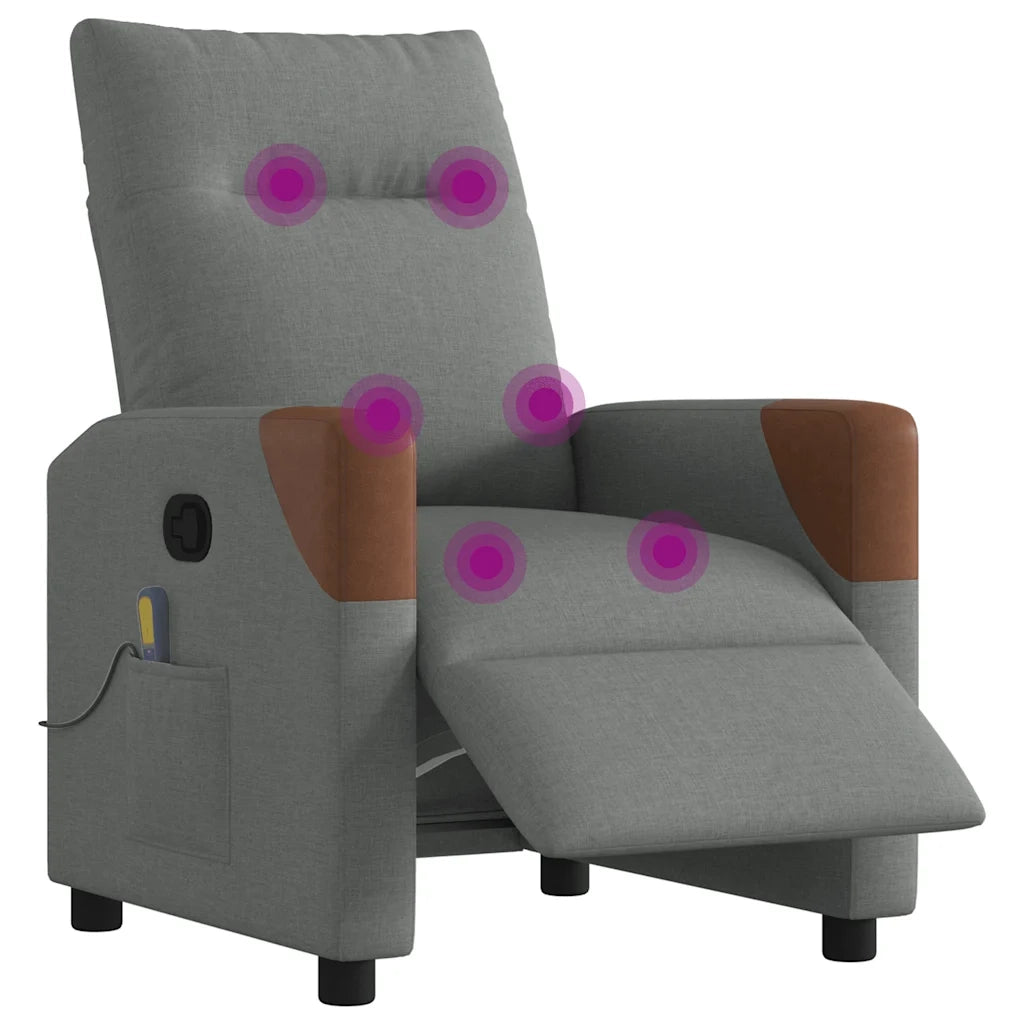 Divano Sedia-Poltrona Reclinabile Massaggio Elettrica Grigio Scuro Tessuto 481575