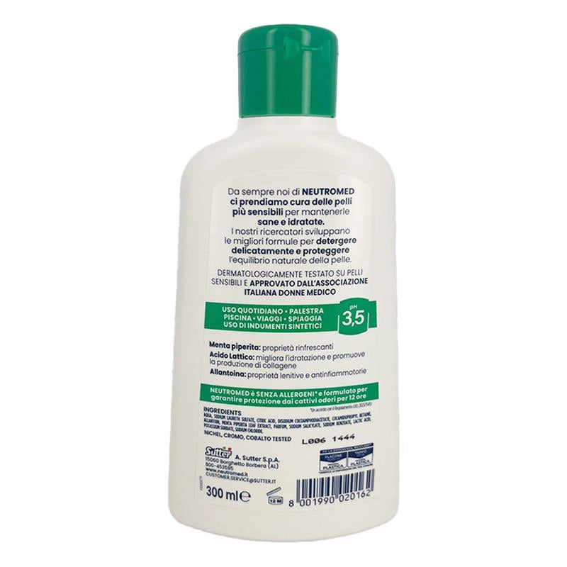 NEUTROMED DETERGENTE INTIMO QUOTIDIANO 12H DI PROTEZIONE CON MENTA ACIDO LATTICO E ALLANTOINA 3,5 PH 300 ML
