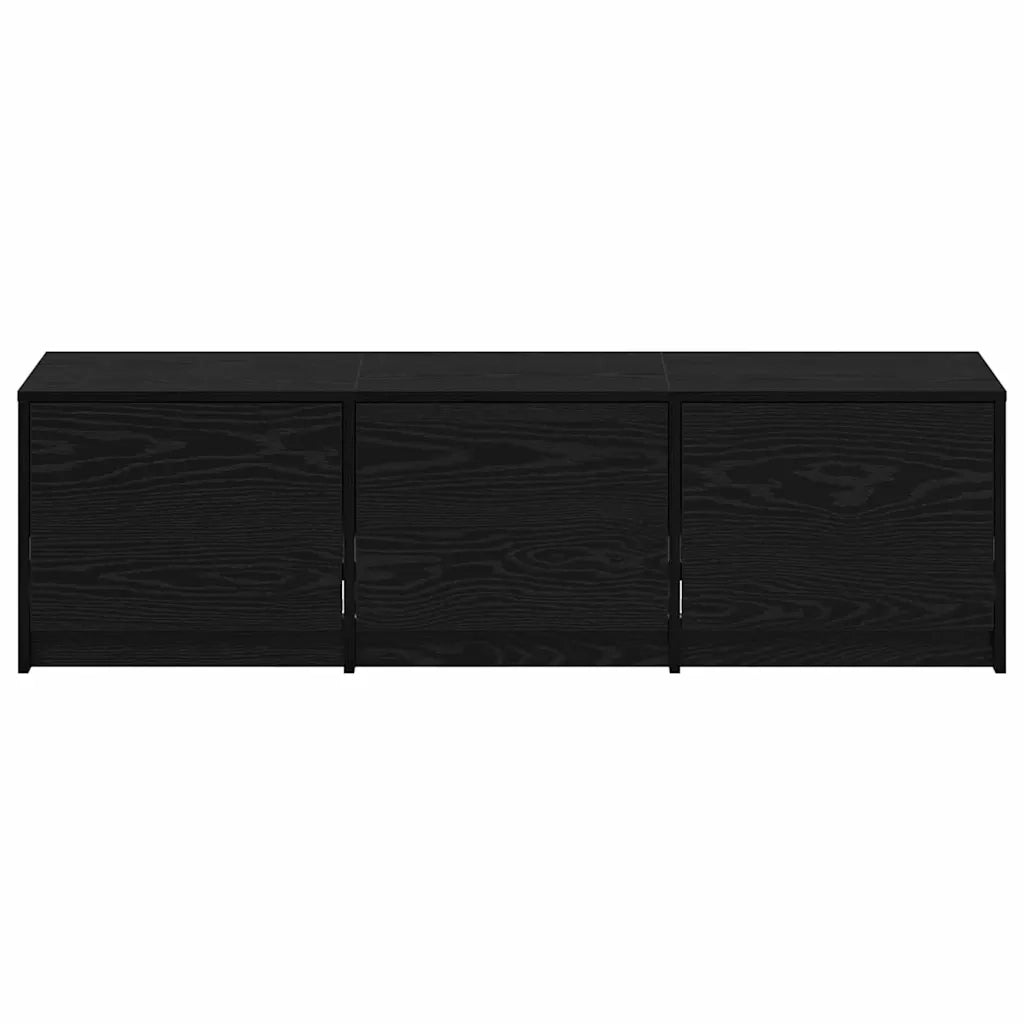 Mobile TV con LED con strisce LED Rovere Nero 140 x 34 x 40 cm