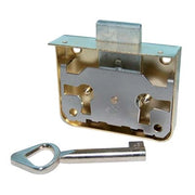 SERRATURA X MOBILI AD APPLICARE - ACCIAIO D.OTTONATO 1 LEVA +CHIAVE AMBIDX E.MM 30- 5 pezzi