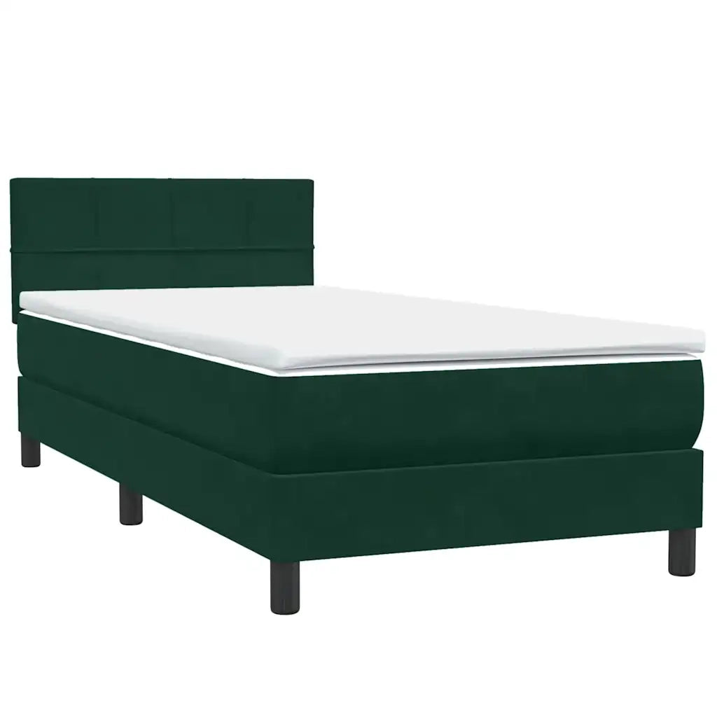 Letto a Molle con Materasso e LED Verde Scuro 80x220 cm Velluto 3316908