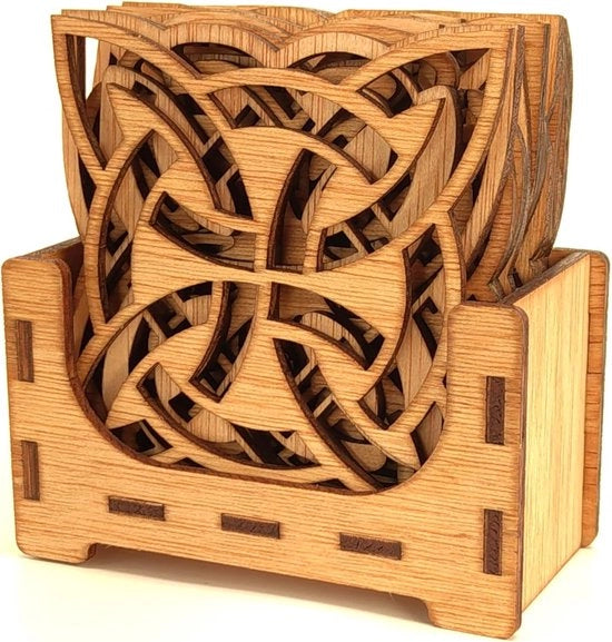 Set di 12 sottopiedi in legno - Design artistico - 9 x 9 cm
