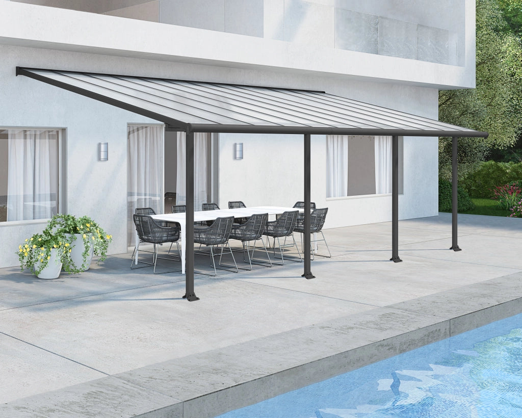 Pergola Addossata in Alluminio Olympia 3X7.4 m Grigio