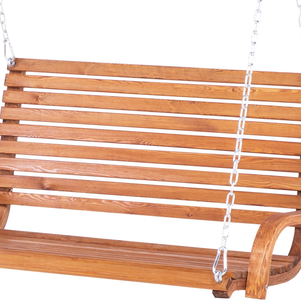 Dondolo da giardino con struttura in legno di larice in tessuto bianco da esterno a 2 posti con baldacchino autoportante