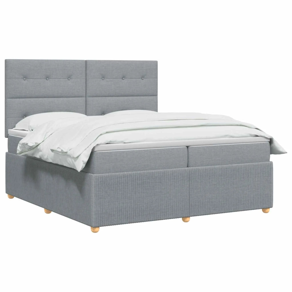 Letto Box Spring LED con Materasso Grigio Chiaro 200 x 200 cm 3455937