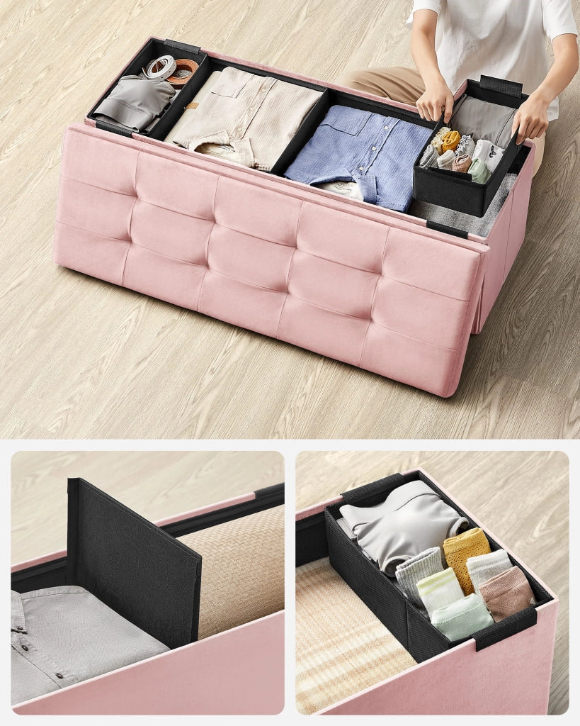 VALORA Pouf organizer per riporre oggetti, rosa pastello LSF277R01