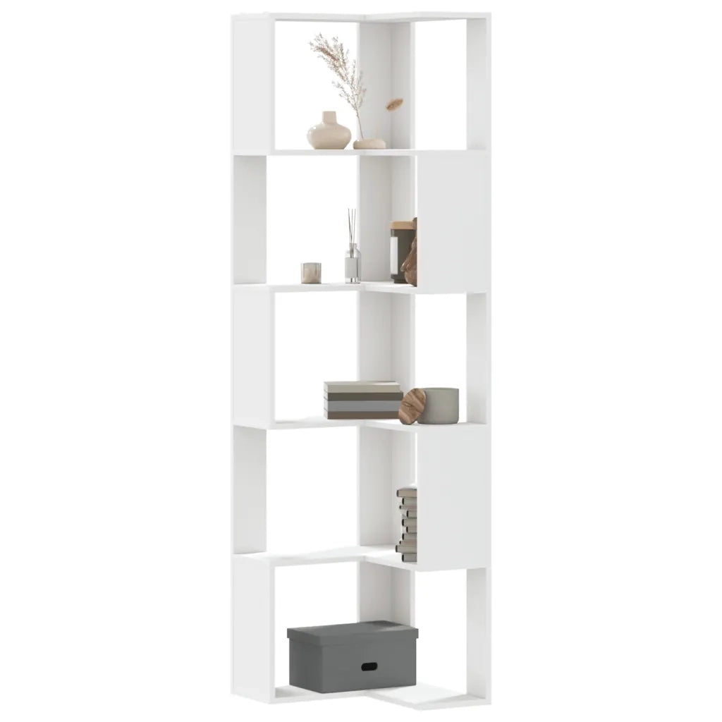vidaXL Libreria Angolare 5Ripiani Bianca 50x50x179cm Legno Multistrato