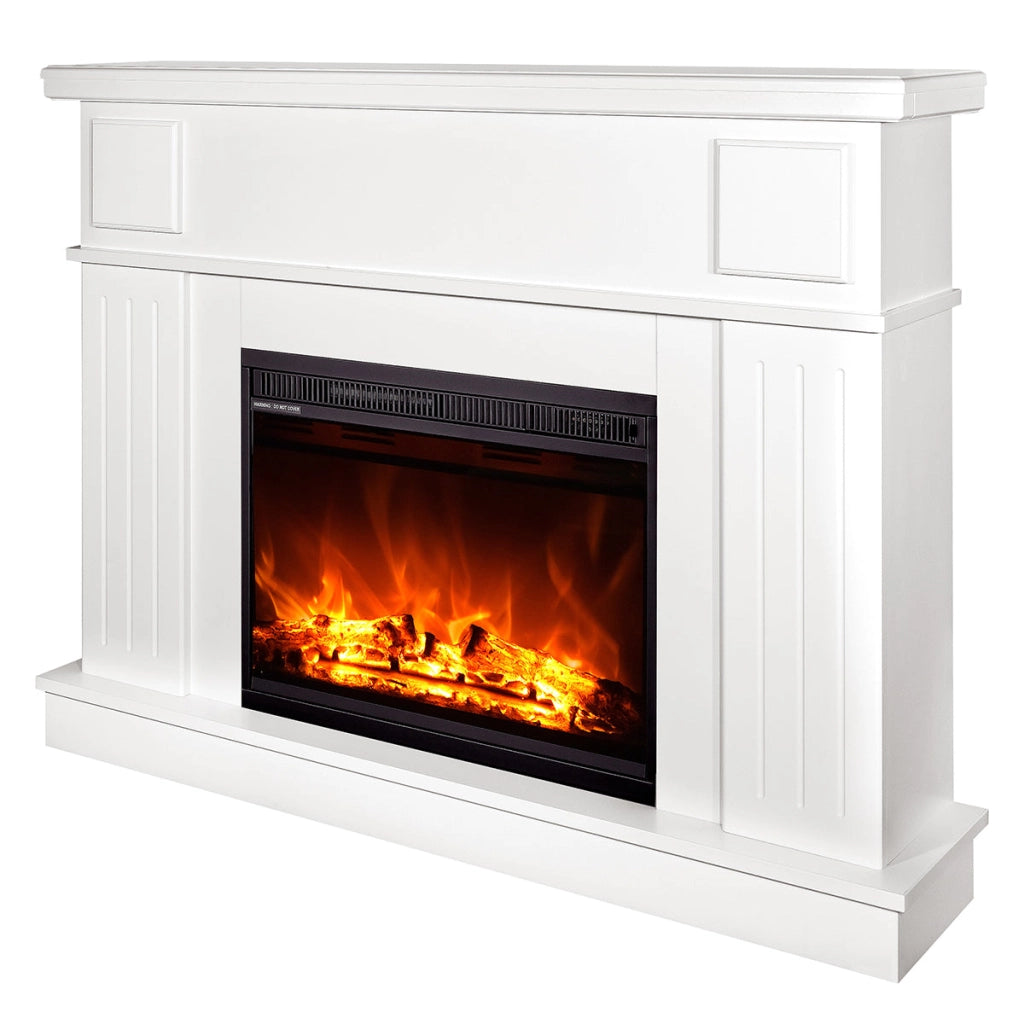 Camino Elettrico da Pavimento 95x120x30 cm Effetto Fiamma 1500W Olimpia & Lorance color Bianco