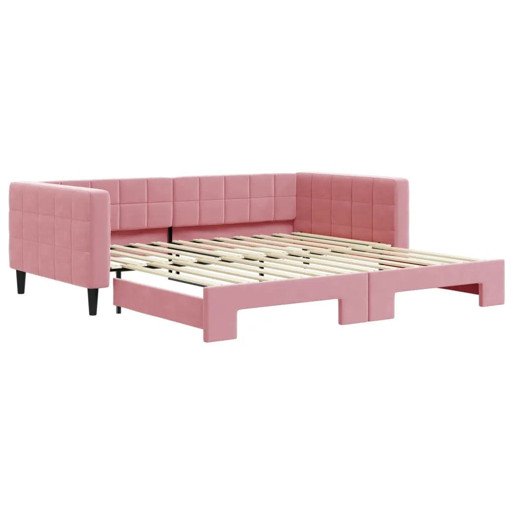 Divano Letto con Letto Estraibile Rosa 100x200 cm in Velluto 3196701