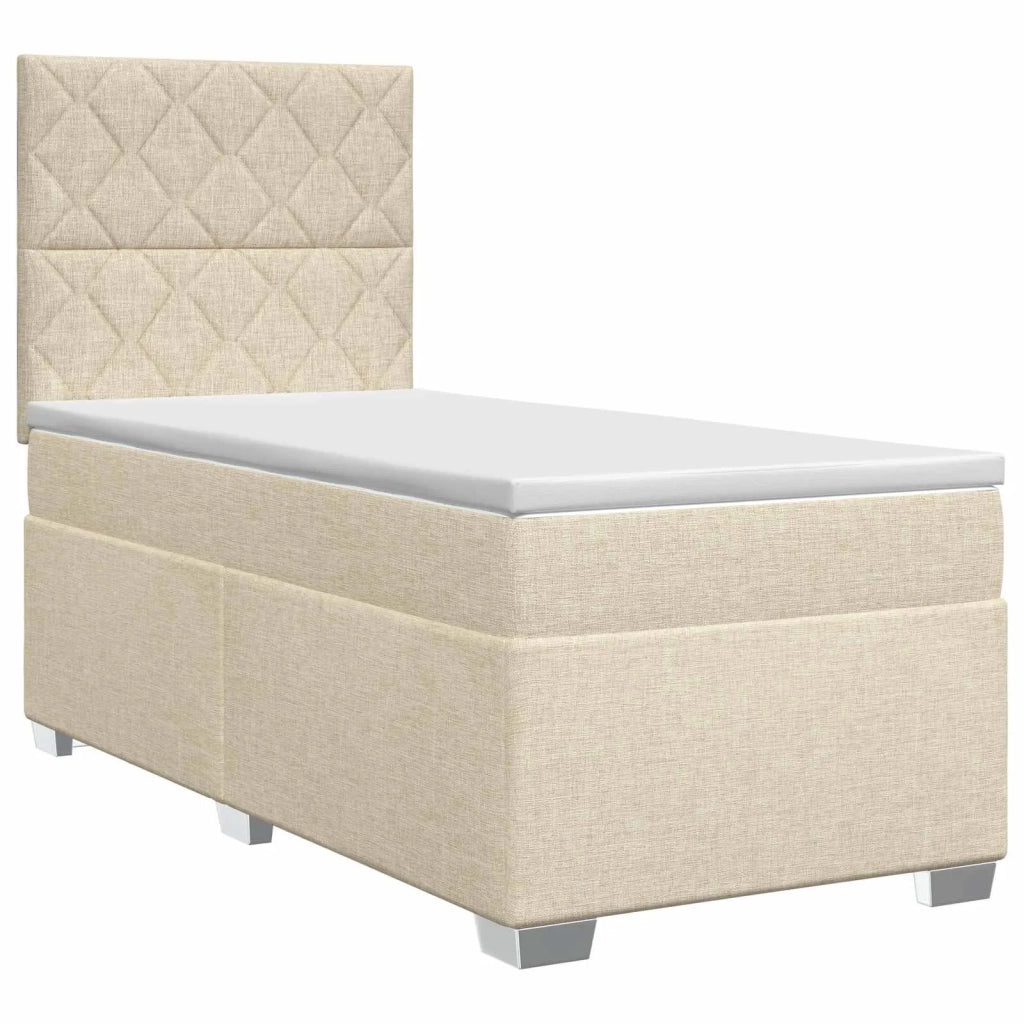 Letto box spring con materasso Crema 100 x 200 cm Tessuto 3453351