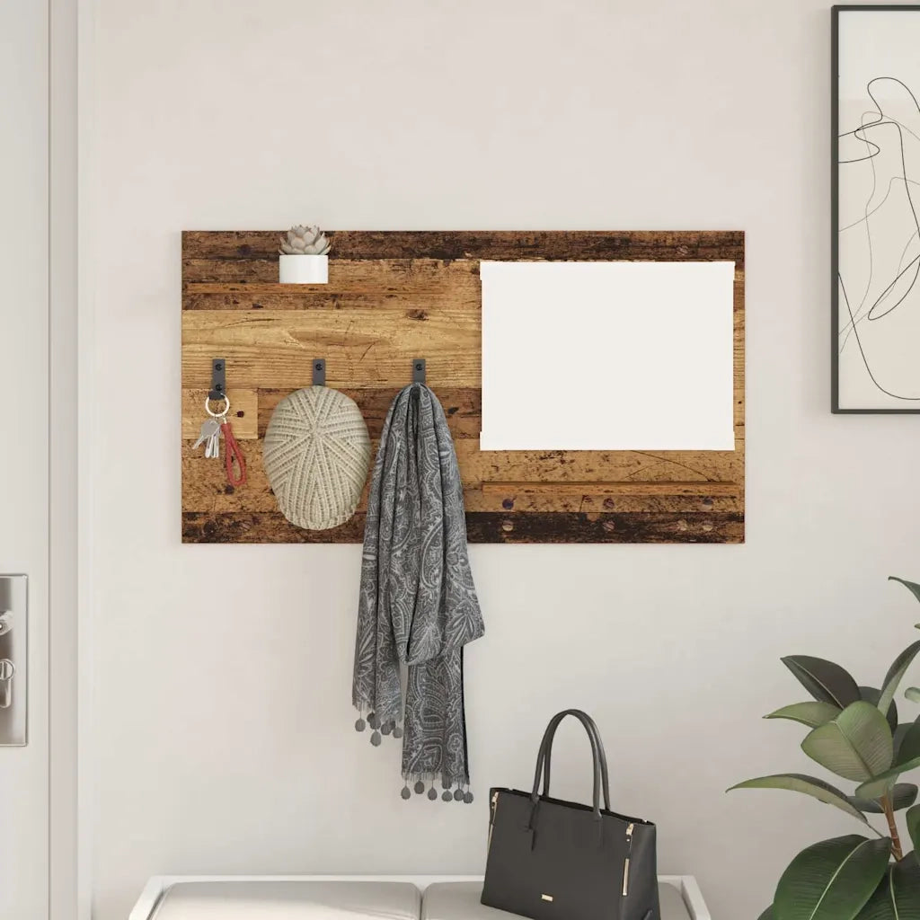 Appendiabiti a muro con specchio Legno vecchio 90 x 10 x 50 cm CFW8466880