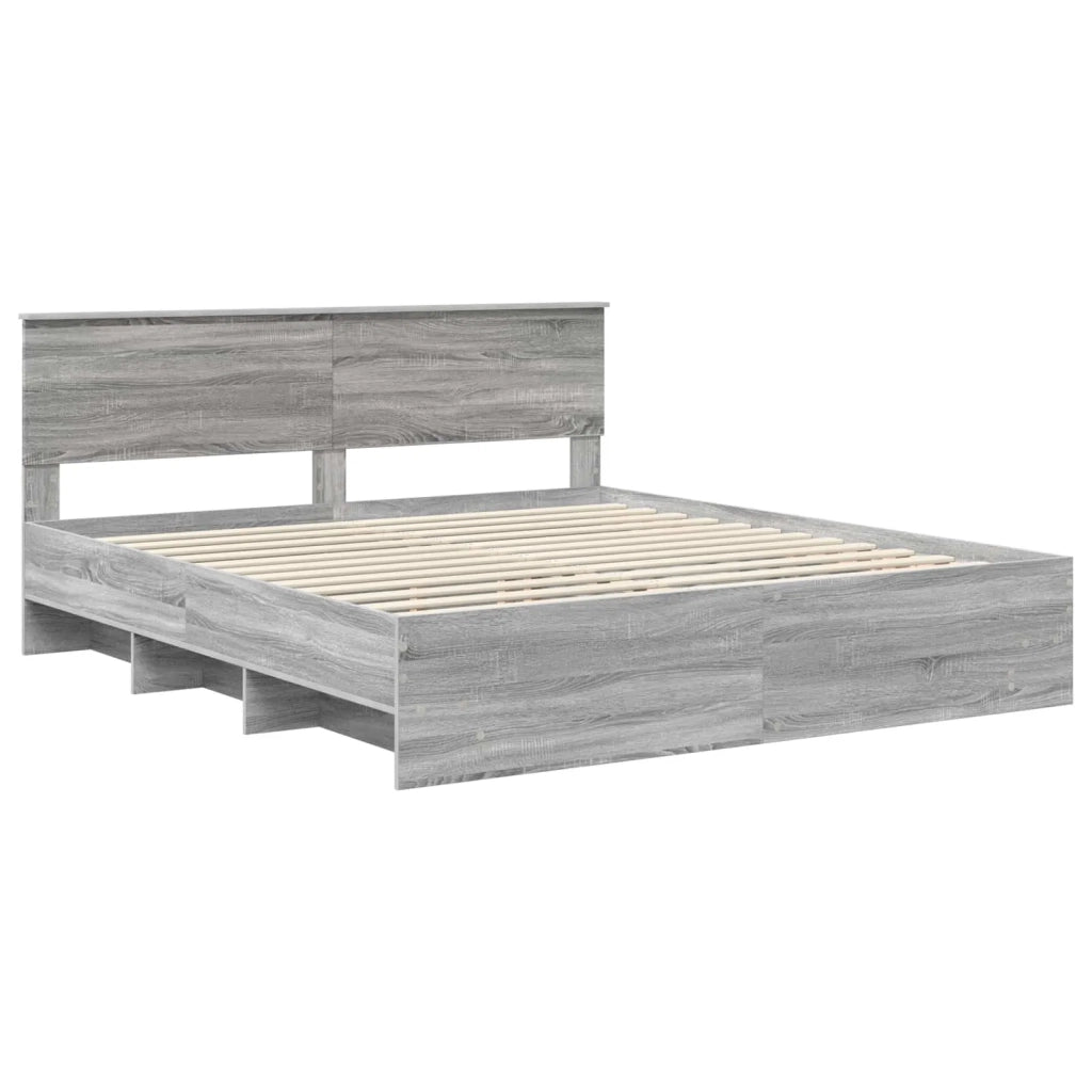 Struttura del letto con testiera Grigio Sonoma 180 x 200 cm