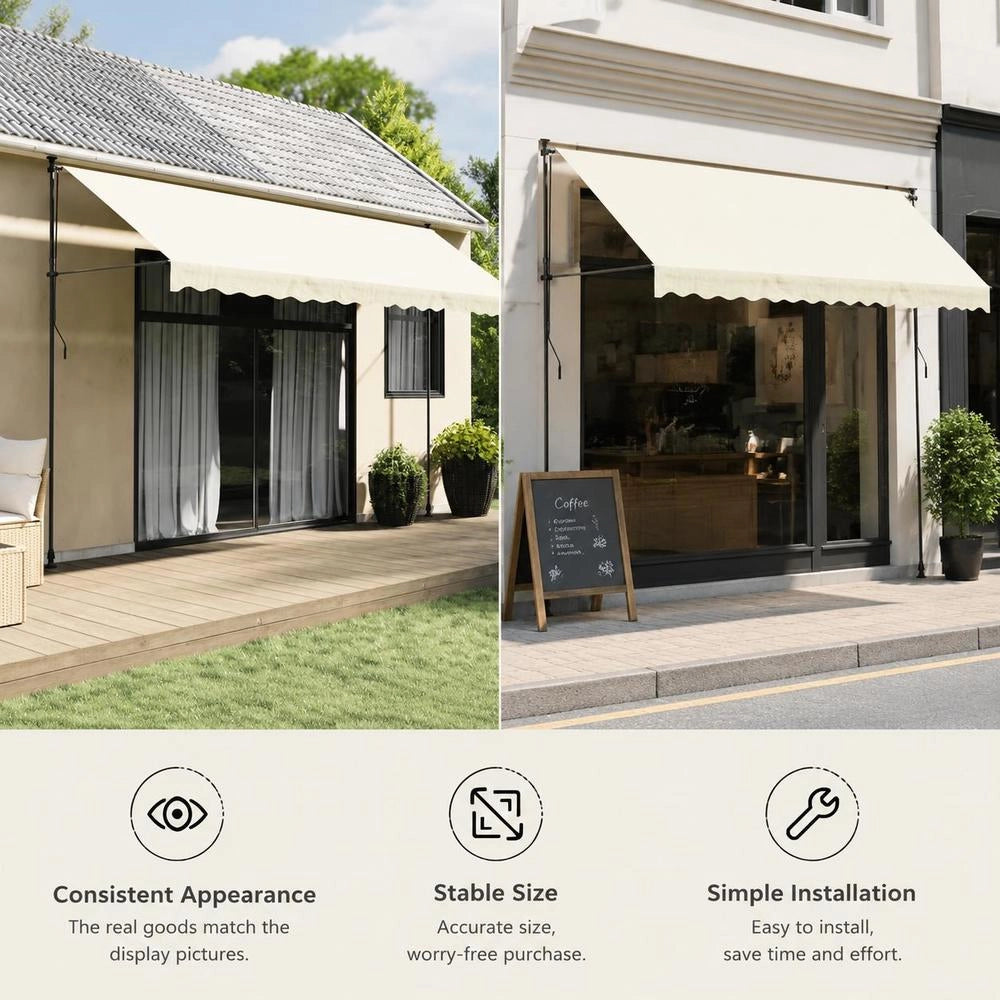Retractable Awning, Cream, 400x150 Cm, Fabric And Steel