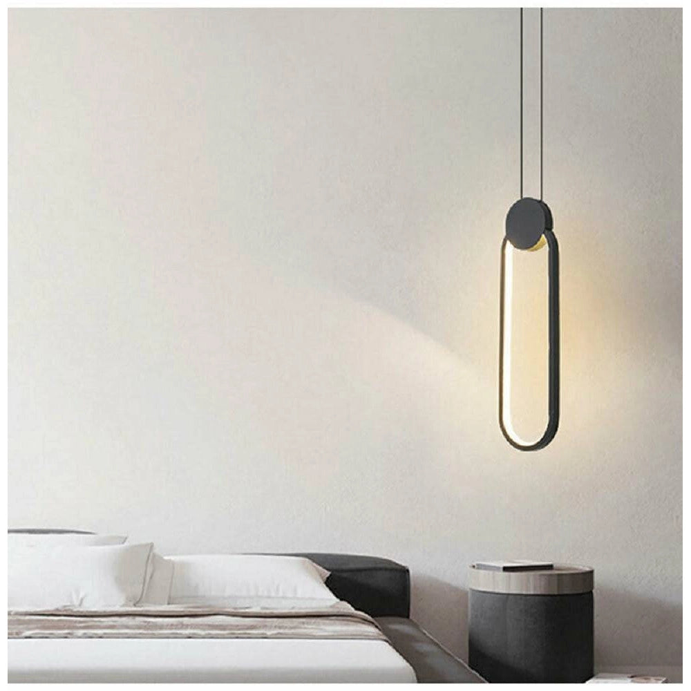 Trade Shop - Lampadario Led Sospensione Moderno Metallo Nero 14w Luce 3000k 4000k 6500k Lp-03 -