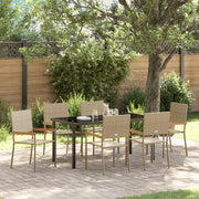 Set da Pranzo da Giardino 7 Pezzi Beige Polyrattan