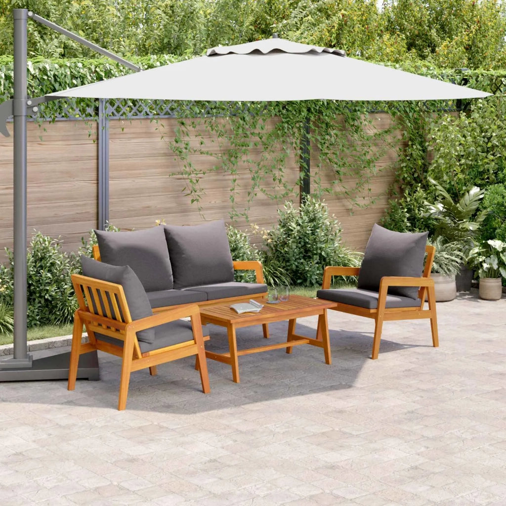 Set bistrot con cuscino 4 pcs Marrone Legno di Acacia Massello 3328606