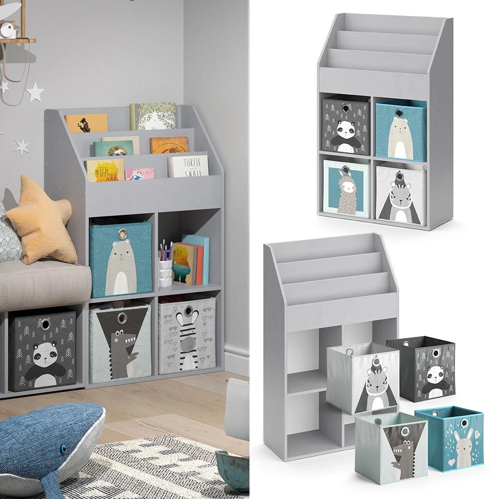 Vicco Libreria bambini Grigio 72 x 114.2 cm con 4 scatole pieghevoli