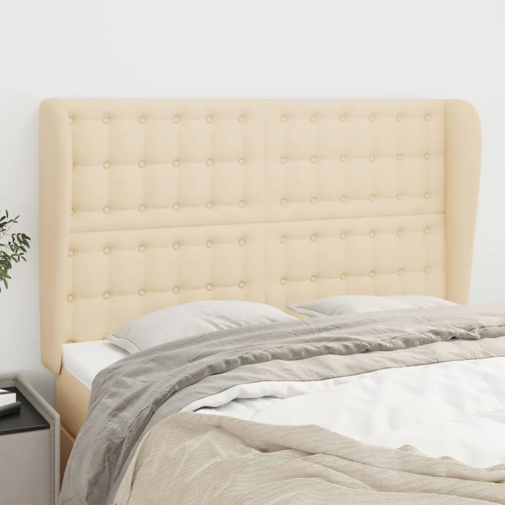 Testiera ad Orecchio Crema 147 x 23 x 118/128 cm in Tessuto 3118393