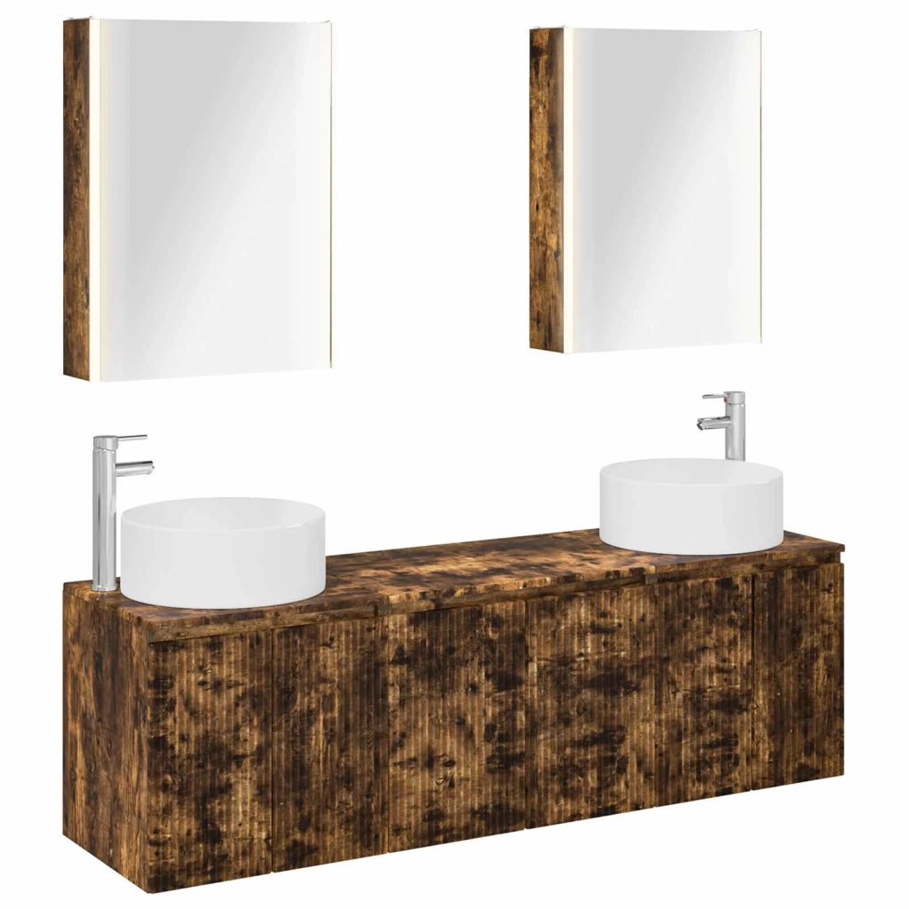 Set di Armadi da Bagno 5 pcs Rovere Fumo Legno ingegnerizzato 3406571