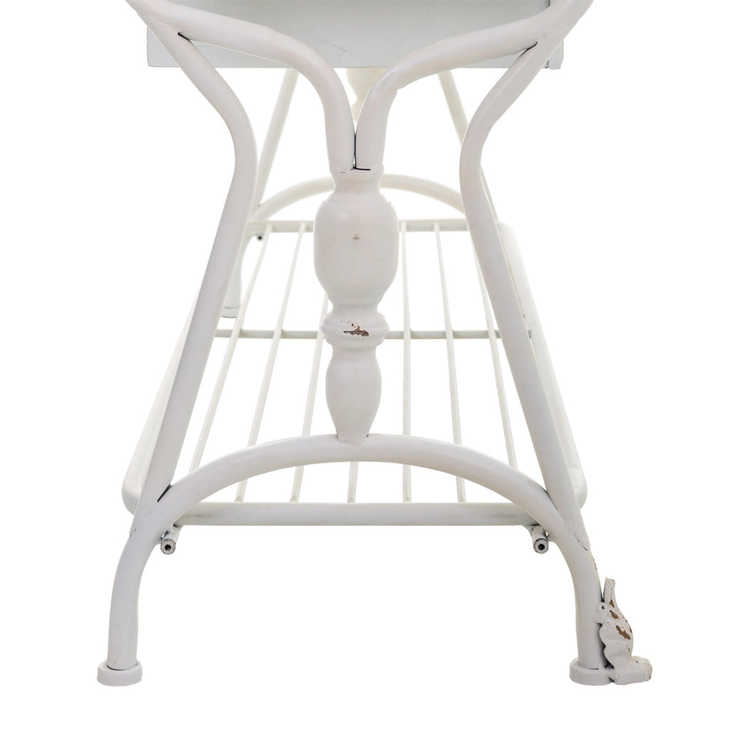 Mobile da ingresso con appendiabiti in metallo bianco 104x39x183h