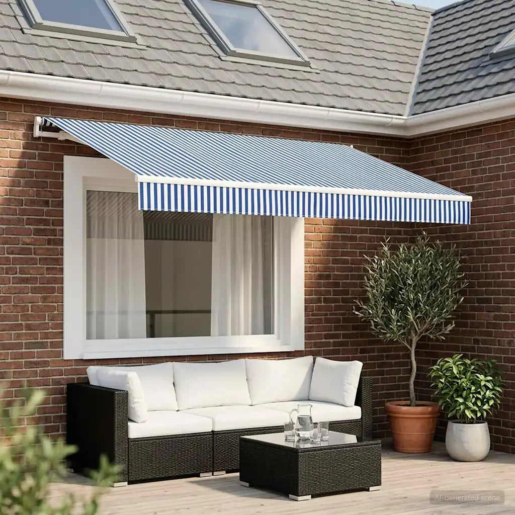 Telo di ricambio per tenda da sole Blu e Bianco 350 x 250 cm 3444182