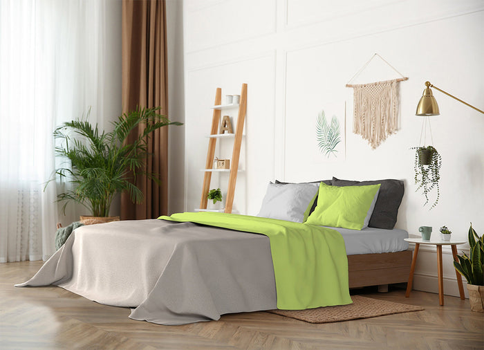 Set Lenzuola Singolo Sopra Sotto e Federe DoublefaceAcido/Grigio Chiaro