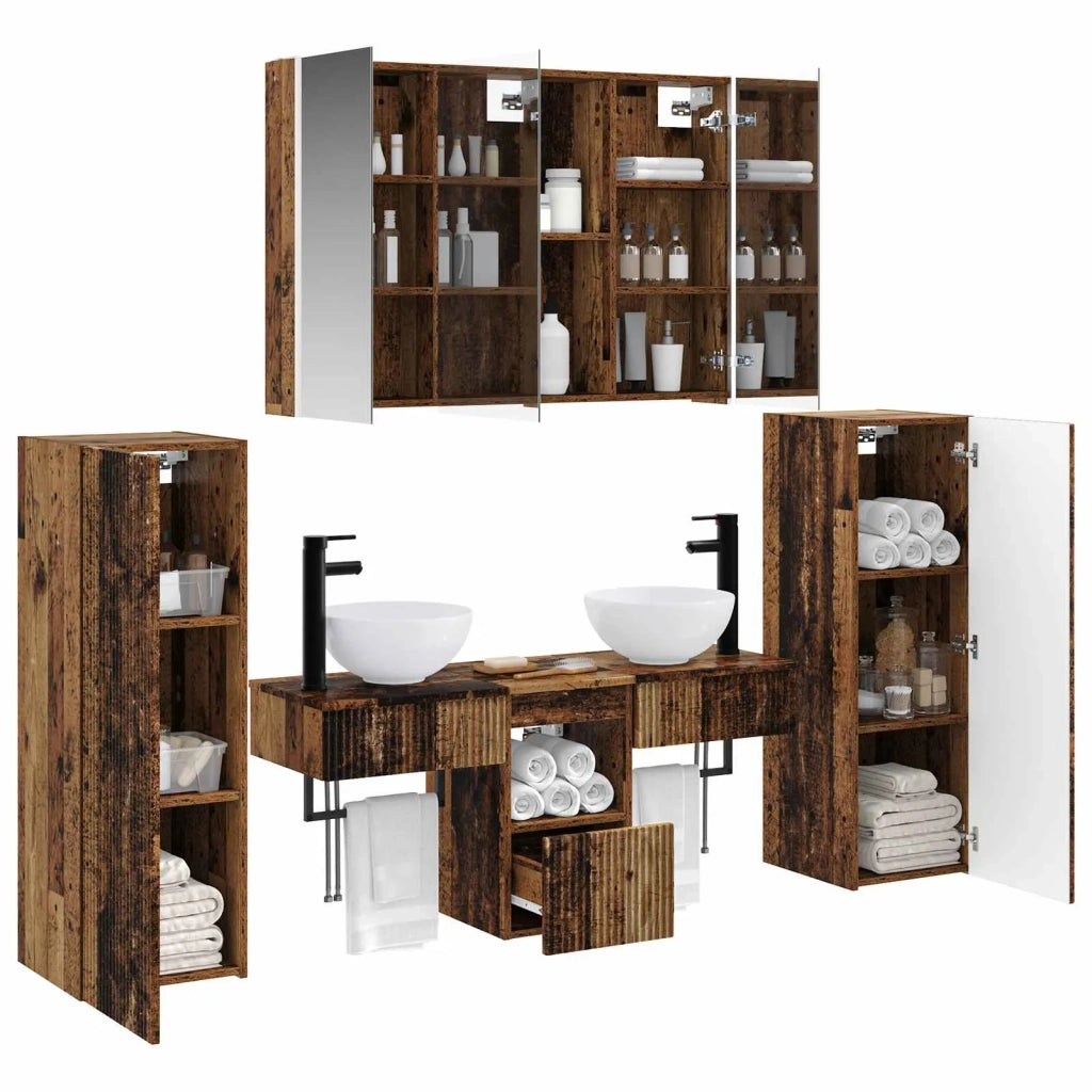 Set di mobili per il bagno 6 pcs Legno antico 3407125