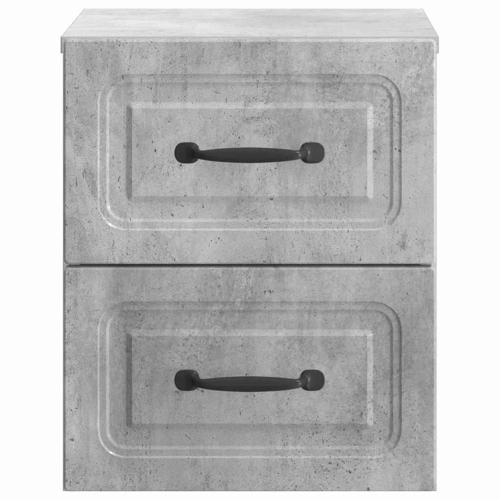 Comodino | Armadio da Notte | Mobiletto da notte a muro Grigio Cemento 34,5 x 33 x 40 cm