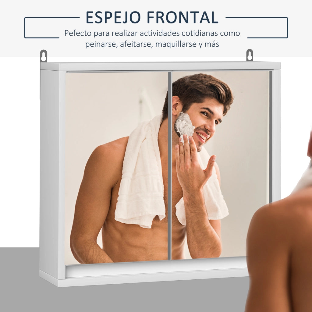 Armadio Bagno con Specchio e Ripiano ¨C Zephmum ¨C Bianco 48x14.5x45 cm
