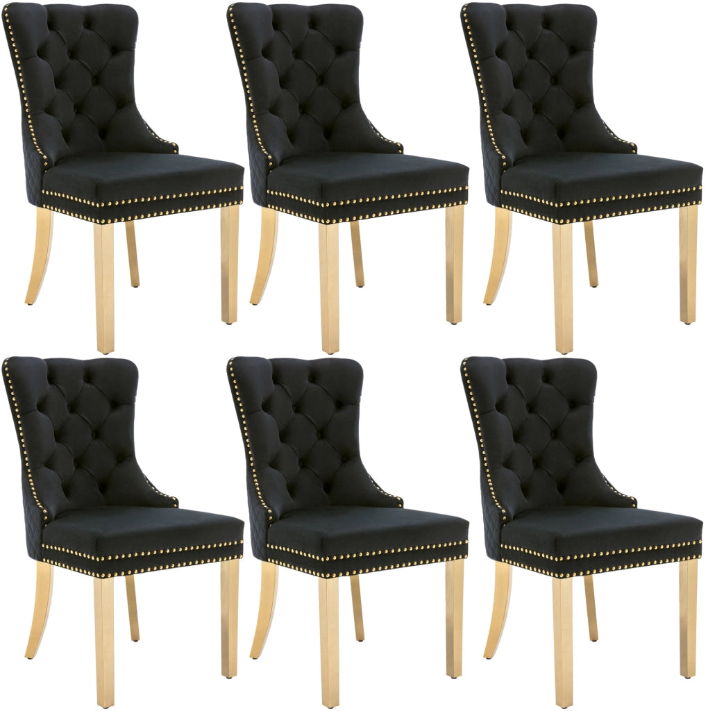 Sedia da pranzo 50.5x45x95 cm con schienale decorativo; in velluto nero