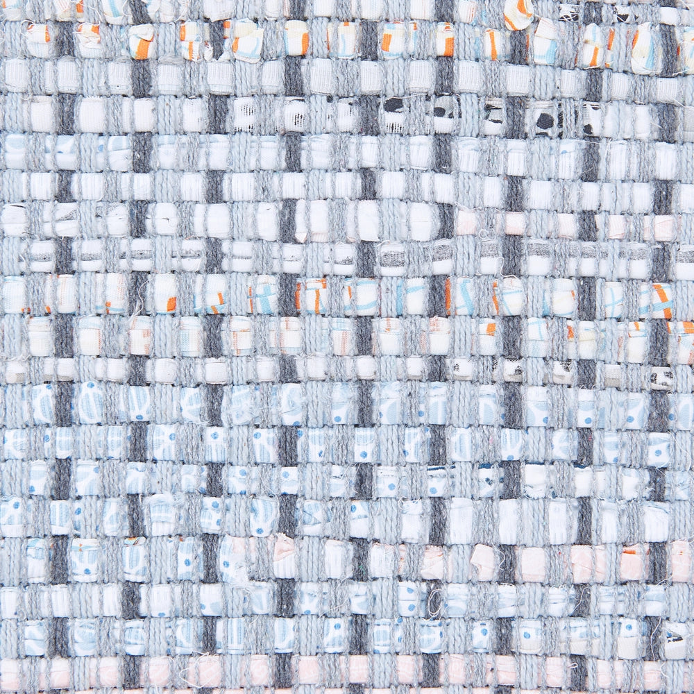 Tappeto di pezza in cotone grigio 160 x 230 cm con frangia rettangolare fatto a mano Boho eclettico