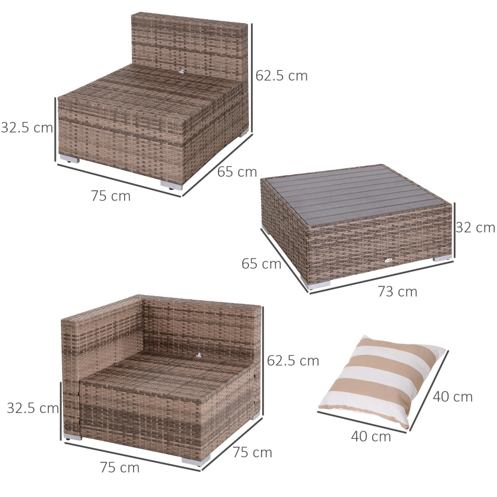 EasyComfort Salotto da Giardino in Rattan da 7 Pezzi con Tavolino e Divano Modulabile con Cuscini, Grigio