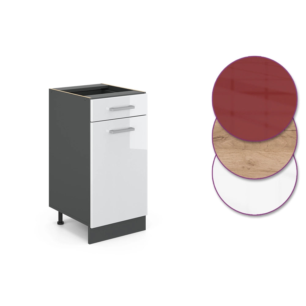 Vicco Mobiletto base per cucina Bianco lucido 40 cm senza piano di lavoro
