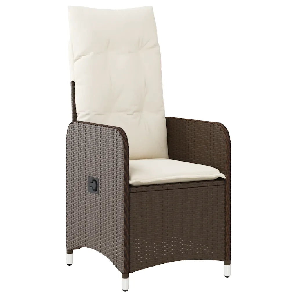 Set BistrÃ² da Giardino 3 pz con Cuscini in Polyrattan Marrone