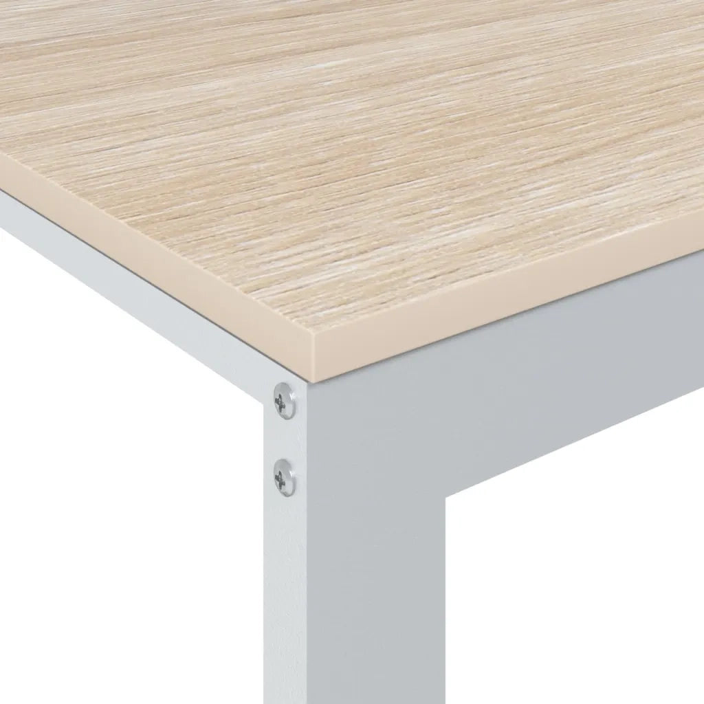 Scrivania Computer Bianca e Rovere 110x60x73 Legno Multistrato