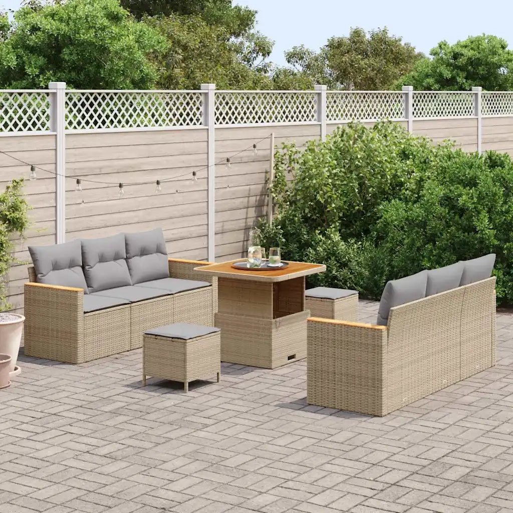 Set Divano da Giardino 11 pcs Beige e Grigio Chiaro polyrattan 3364947