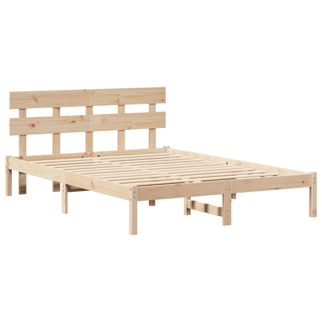 Struttura Letto con Testiera 150x200 cm in Legno Massello di Pino