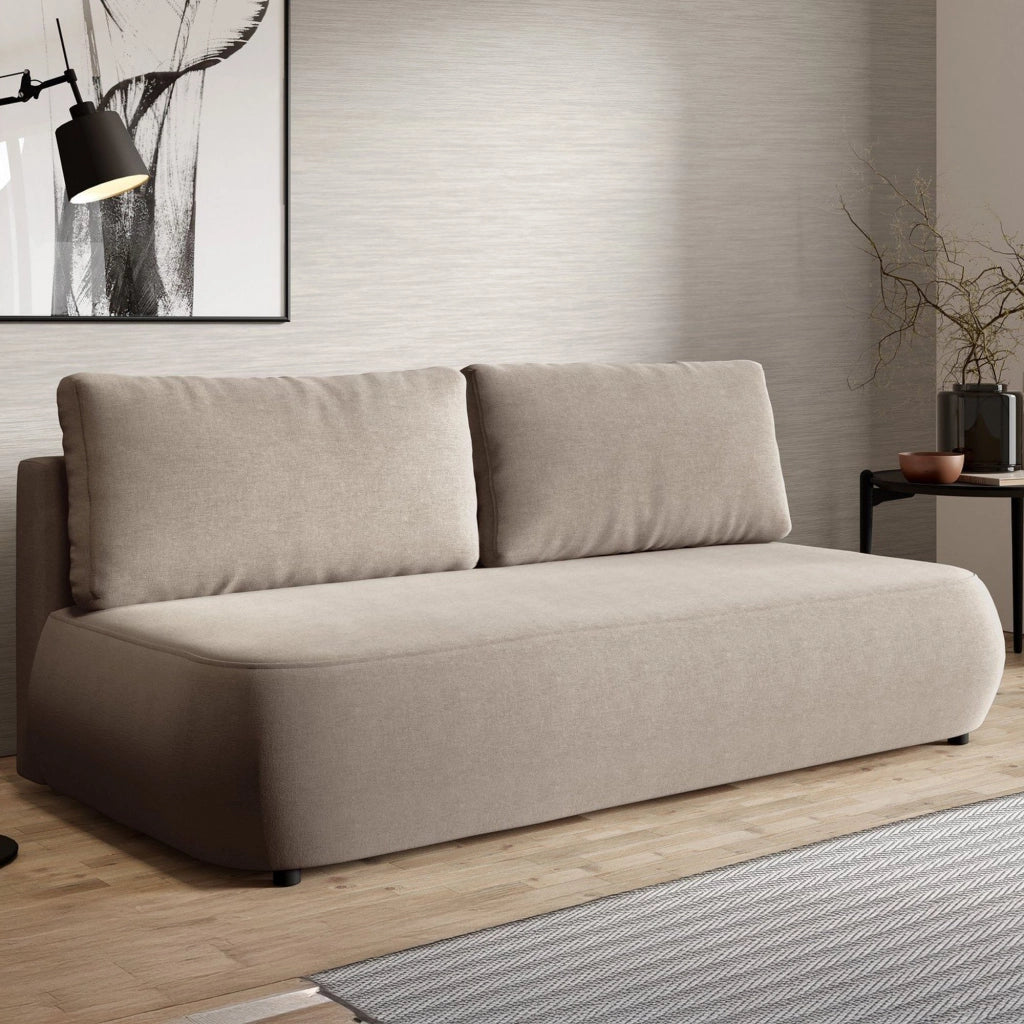 Brugnato, Divano Letto 2 Posti Contenitore, 210x106 cm Beige Chiaro