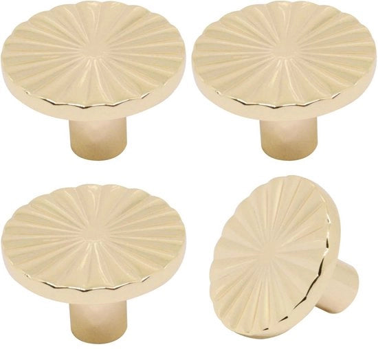 Maniglioni vintage per armadi e ante, maniglie a forma rotonda in zinco per comodini - 4 pezzi - 30×30×20mm - maniglie piatte in ottone per ante - maniglie per cucine, armadi, bagni, comodini, armadi - dorato