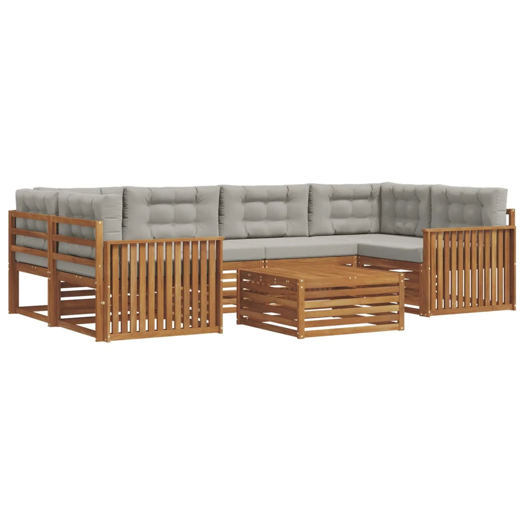 Set di divani da esterno 7 pcs Grigio Naturale e Chiaro