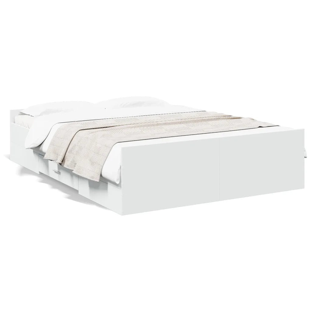 vidaXL Giroletto con Cassetti Bianco 120x200 cm in Legno Multistrato