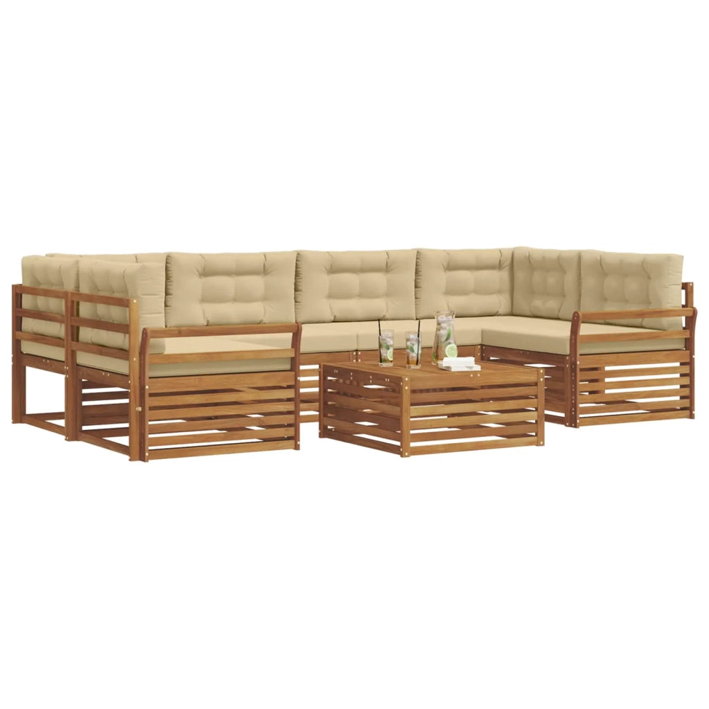 Set di divani da esterno con cuscino 7 pcs Naturale e Beige