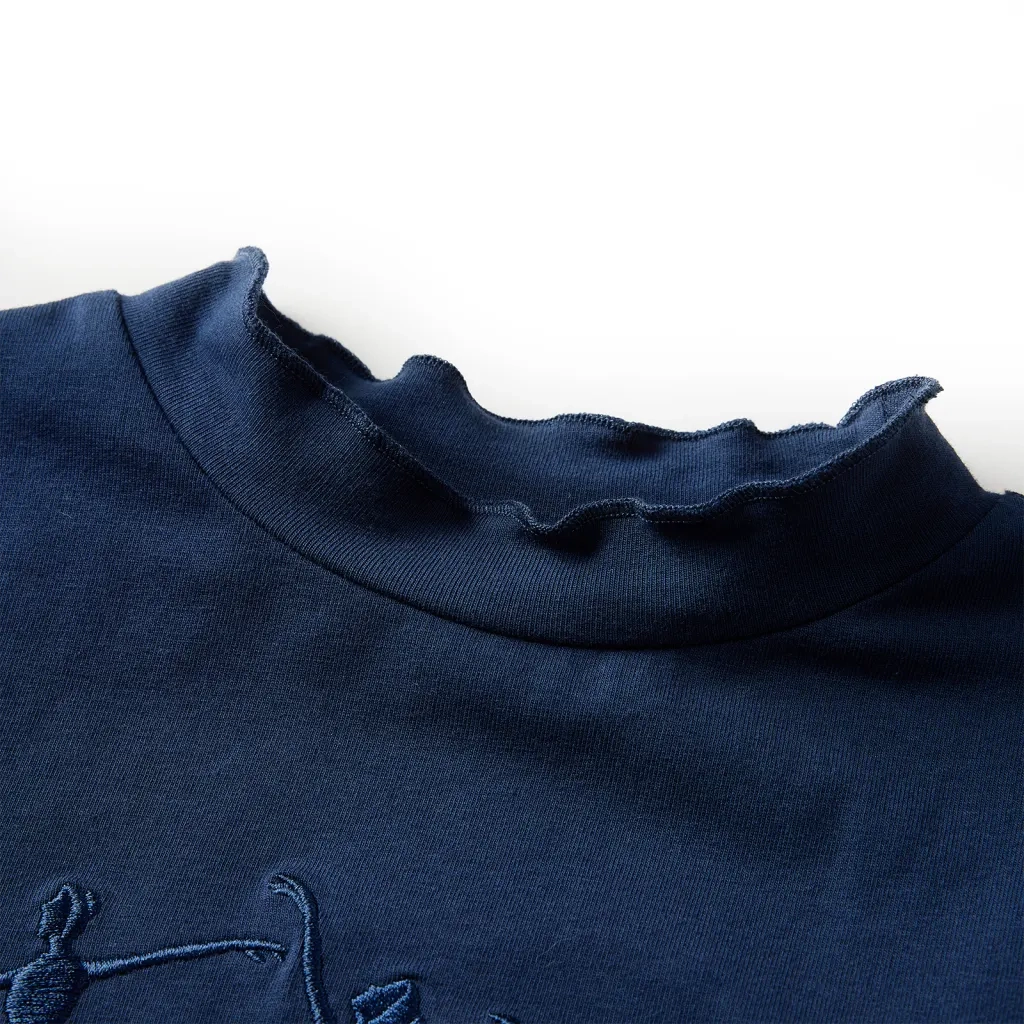 Maglietta Bambina Maniche Lunghe Blu Marino 128 13712