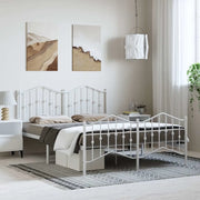 Giroletto con Testiera e Pediera-Struttura Letto Metallo Bianco 135x190 cm 480728