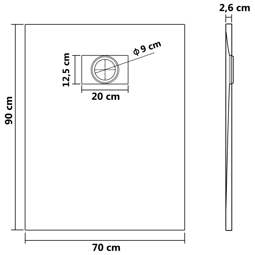 Piatto Doccia in SMC Bianco 90x70 cm CFW2651722