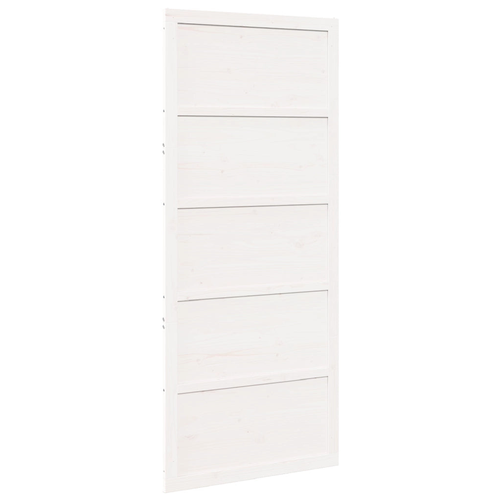 Porta a Fienile Bianca 90x208 cm in Legno Massello di Pino
