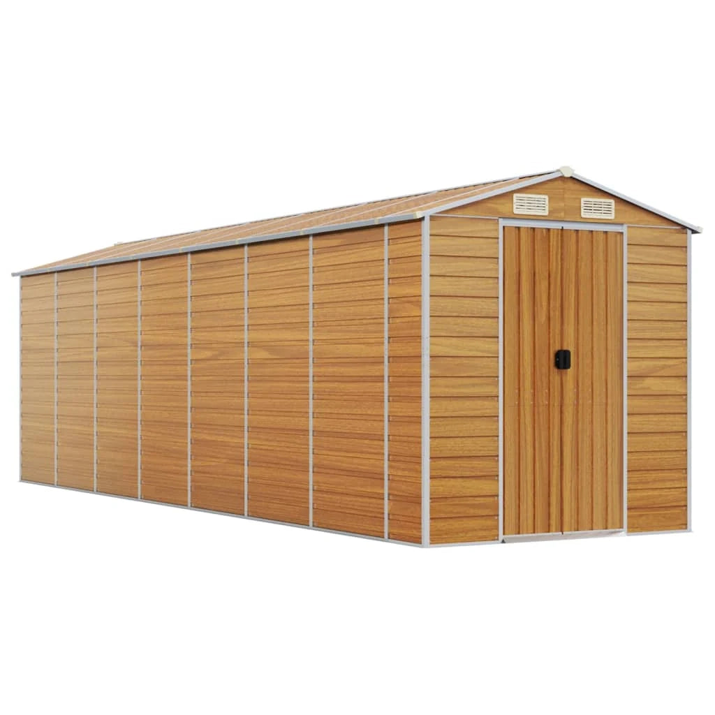 Casetta da giardino cabina ripostiglio casetta da esterno robusta casetta per attrezzi colore chiaro 191 x 640 x 198 cm acciaio zincato marrone 02_0022294