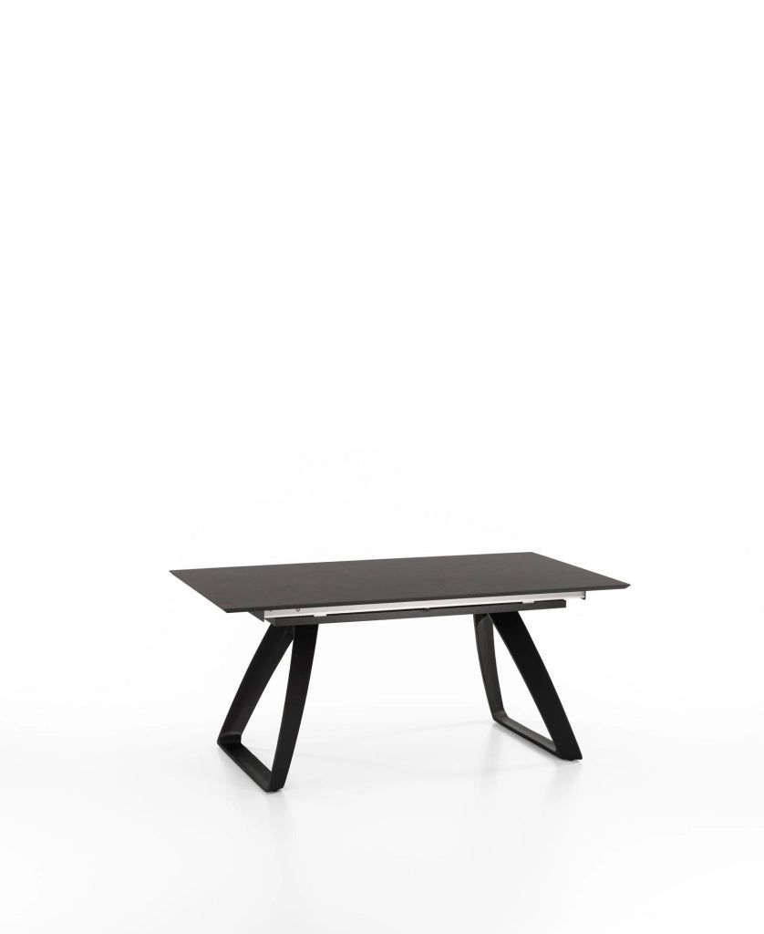 Tavolo Allungabile Barret Grigio Scuro 170/270x90 cm in HPL su MDF con Gambe in Metallo Verniciato Nero - Design Moderno Funzionale