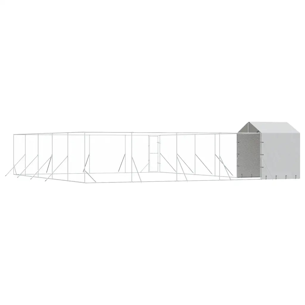 Cuccia Cani da Esterno Tetto Argento 10x10x2,5m Acciaio Zincato 3190481